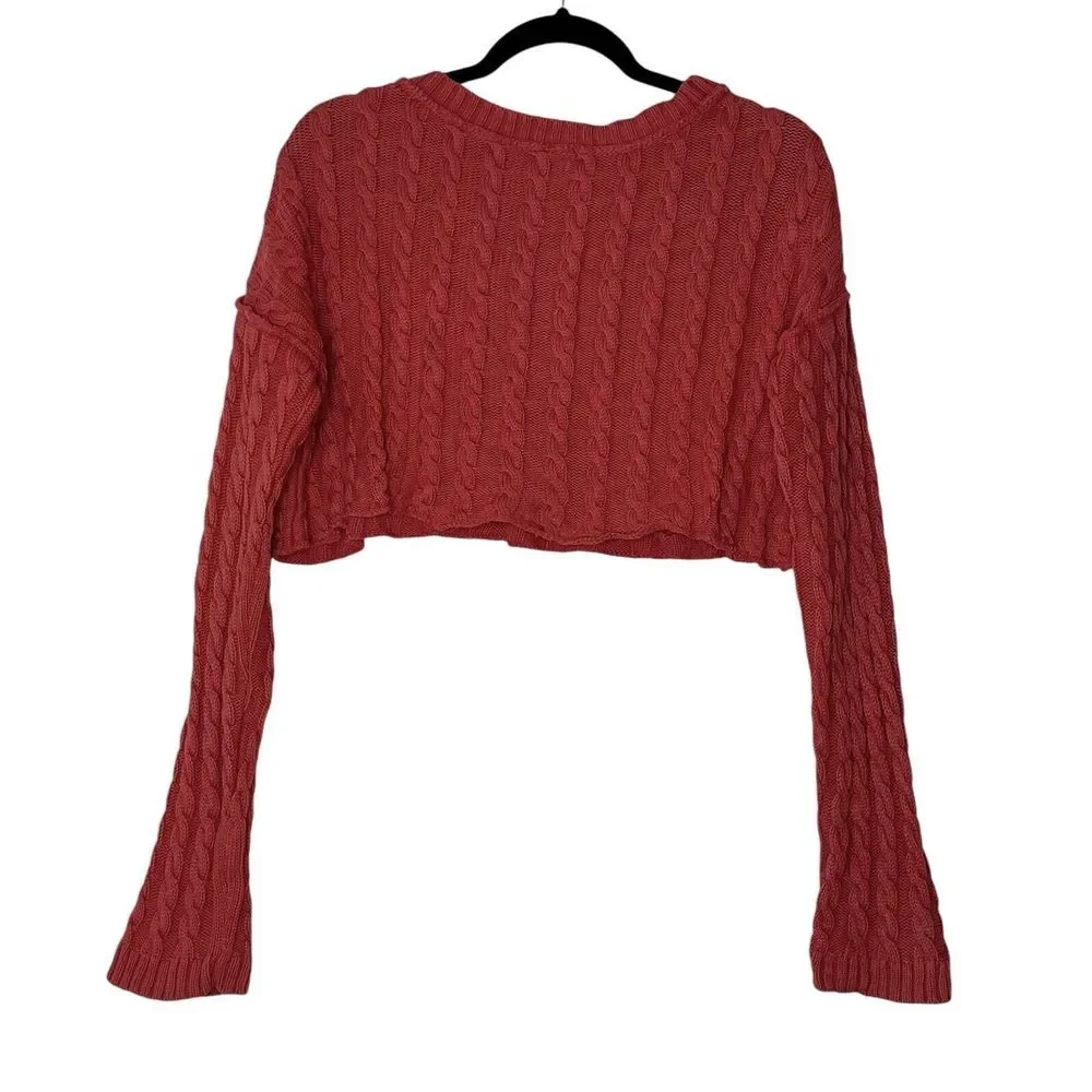 Free People Blouse Womens Long Sleeve Small‎ Cropped Oversized Top Outdoor Cozy
